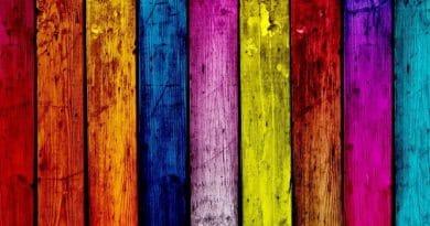 wood planks painted in vivid colors