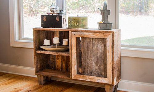 Simple cabinet made from old weathered wood