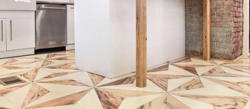 Patterned plywood flooring design