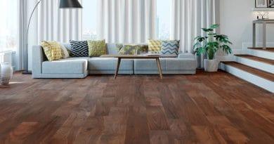 modern living room with hardwood flooring