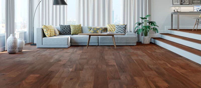 modern living room with hardwood flooring