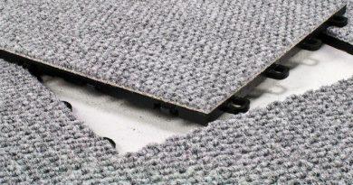 close up of carpet tile sections