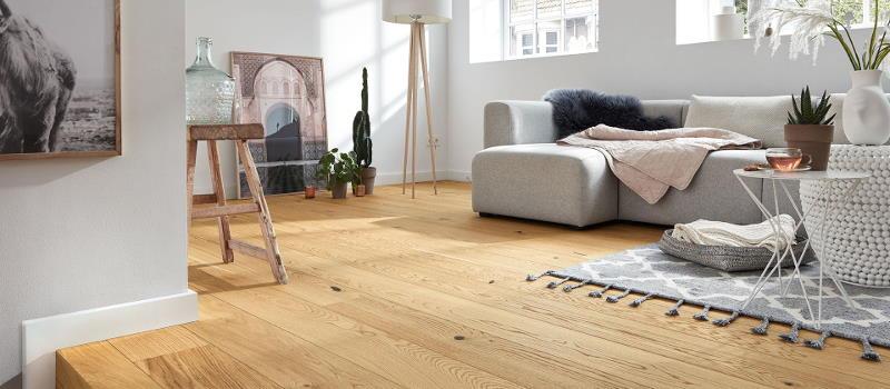 living room with light wood flooring