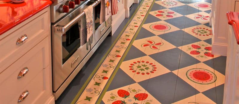 kitchen with pretty painted floor