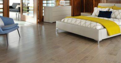solid hardwood flooring in contemporary bedroom