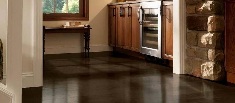 kitchen with shiny hardwood floor