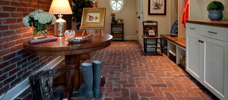 Traditional brown interior brick flooring