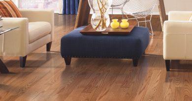 mohawk hardwood flooring in transitional living room
