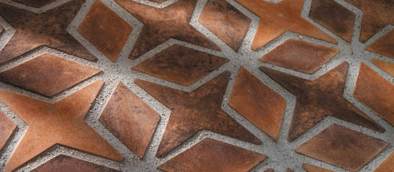 close up of terracotta tile flooring