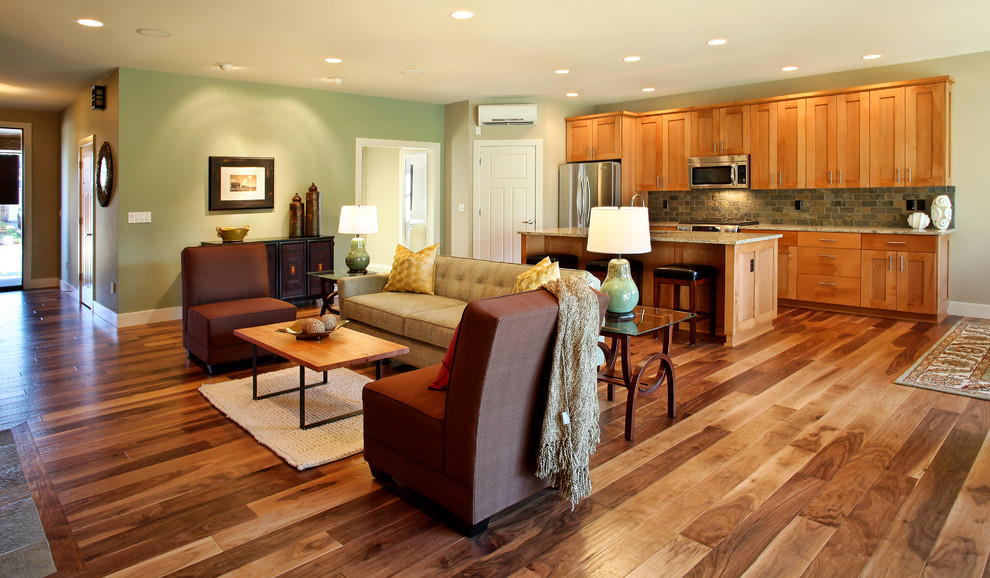 kitchen and living room acacia wood flooring 